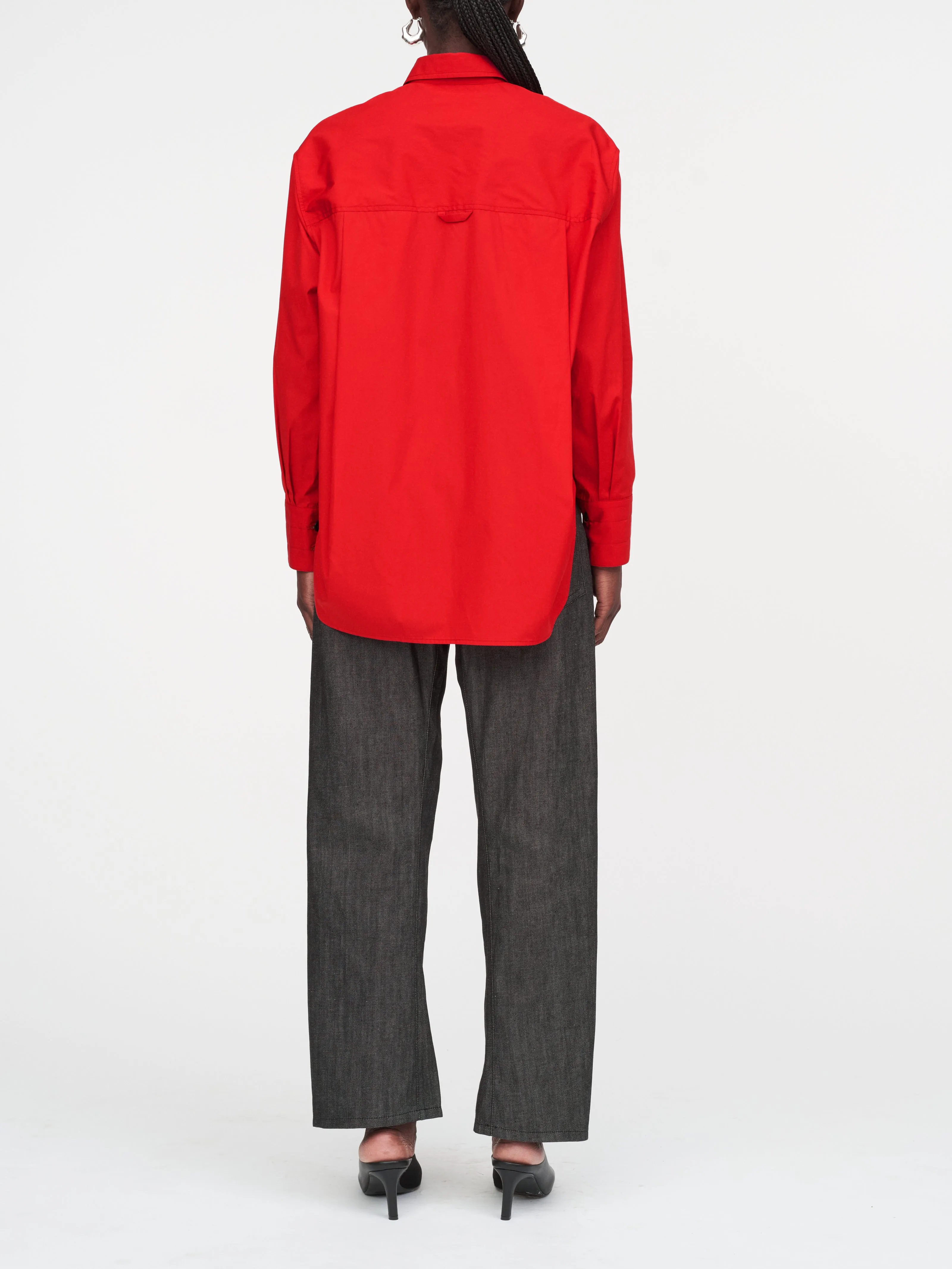 Oversized Tunic Shirt in Red Apple