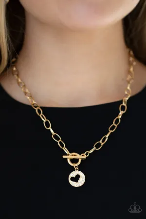 Paparazzi Heartbeat Retreat - Gold Heart Necklace