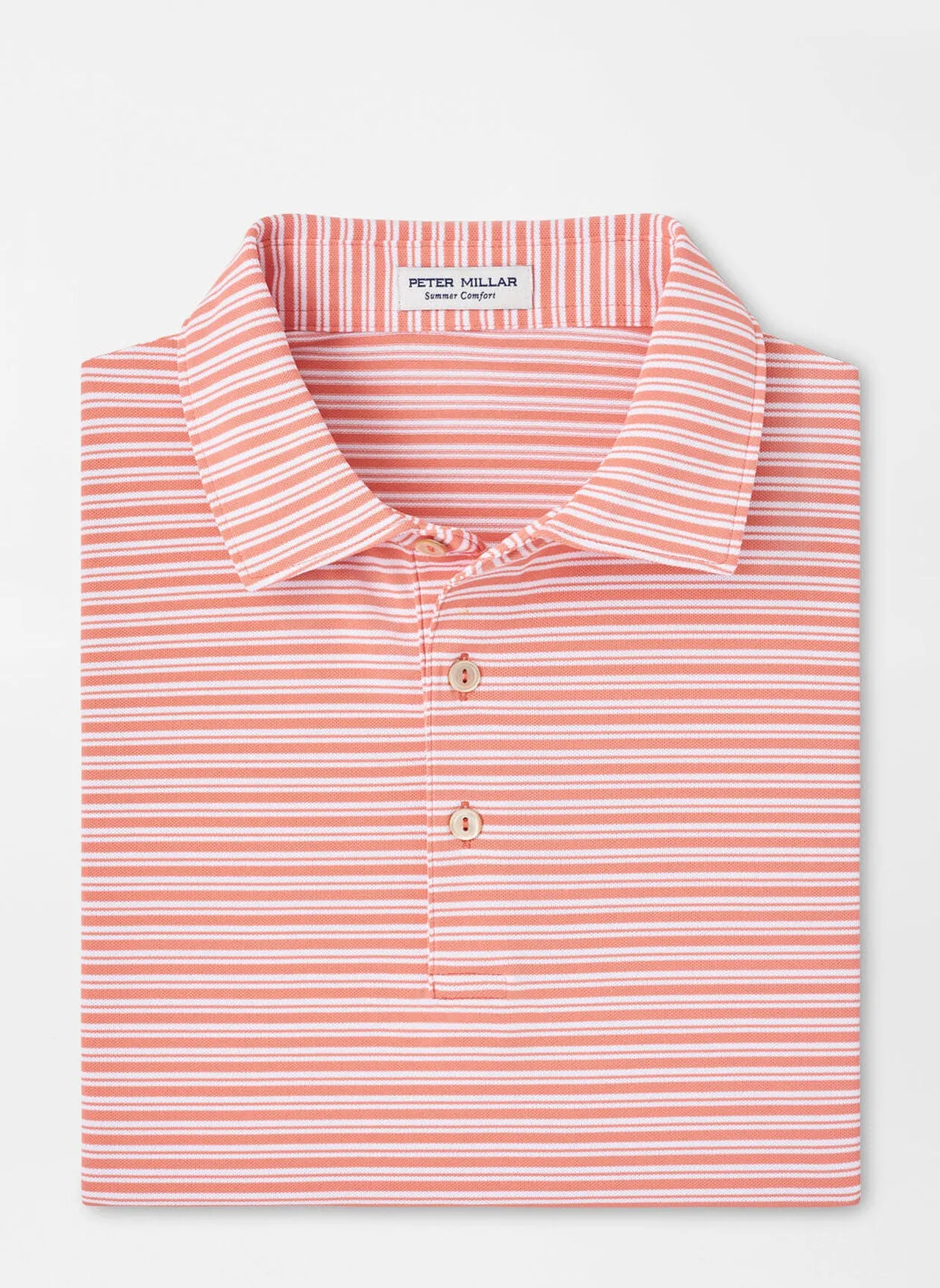 Peter Millar Mens Classic Fit Dellroy Performance Mesh Polo - GRAPEFRUIT