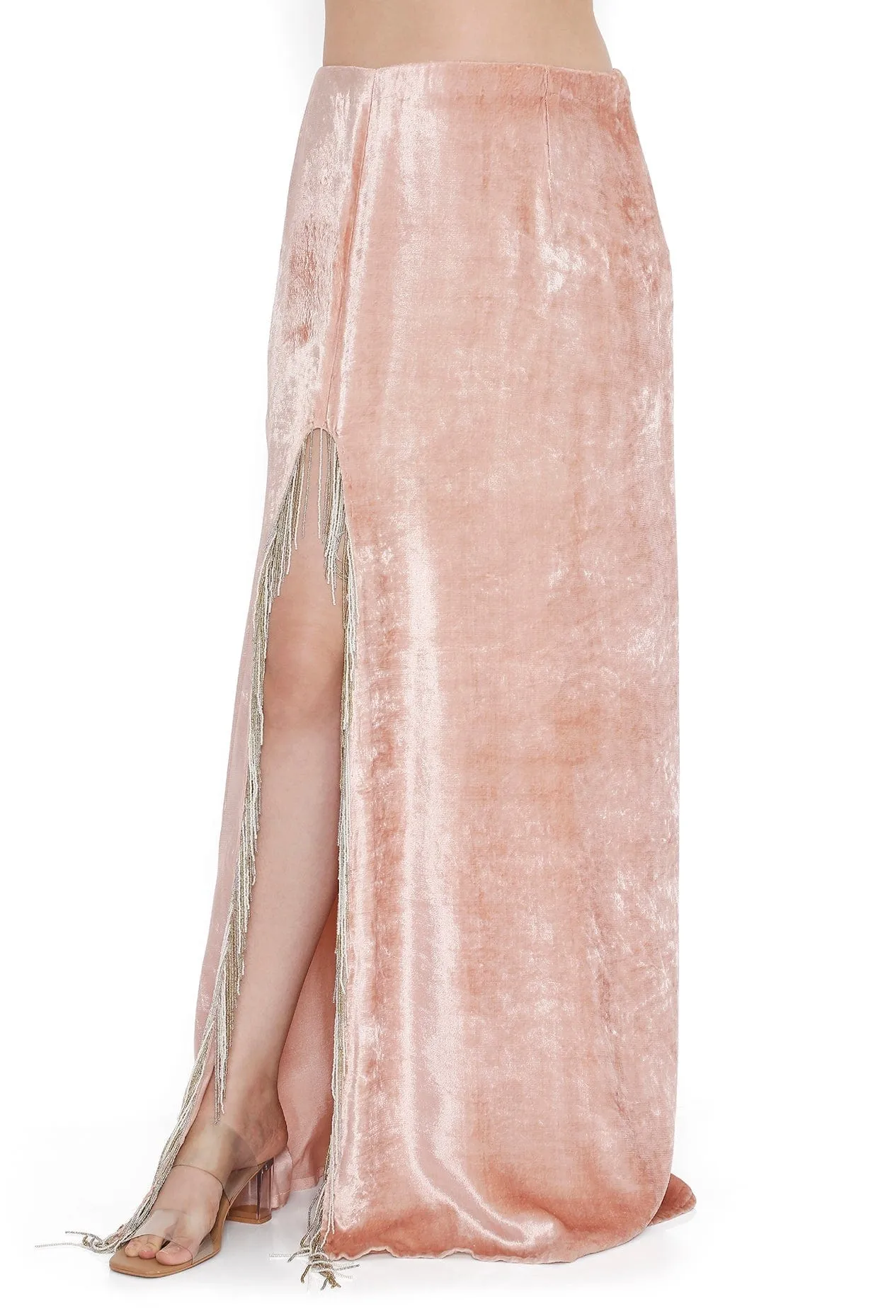 Pink Embroidered Choli With Side Slit Skirt