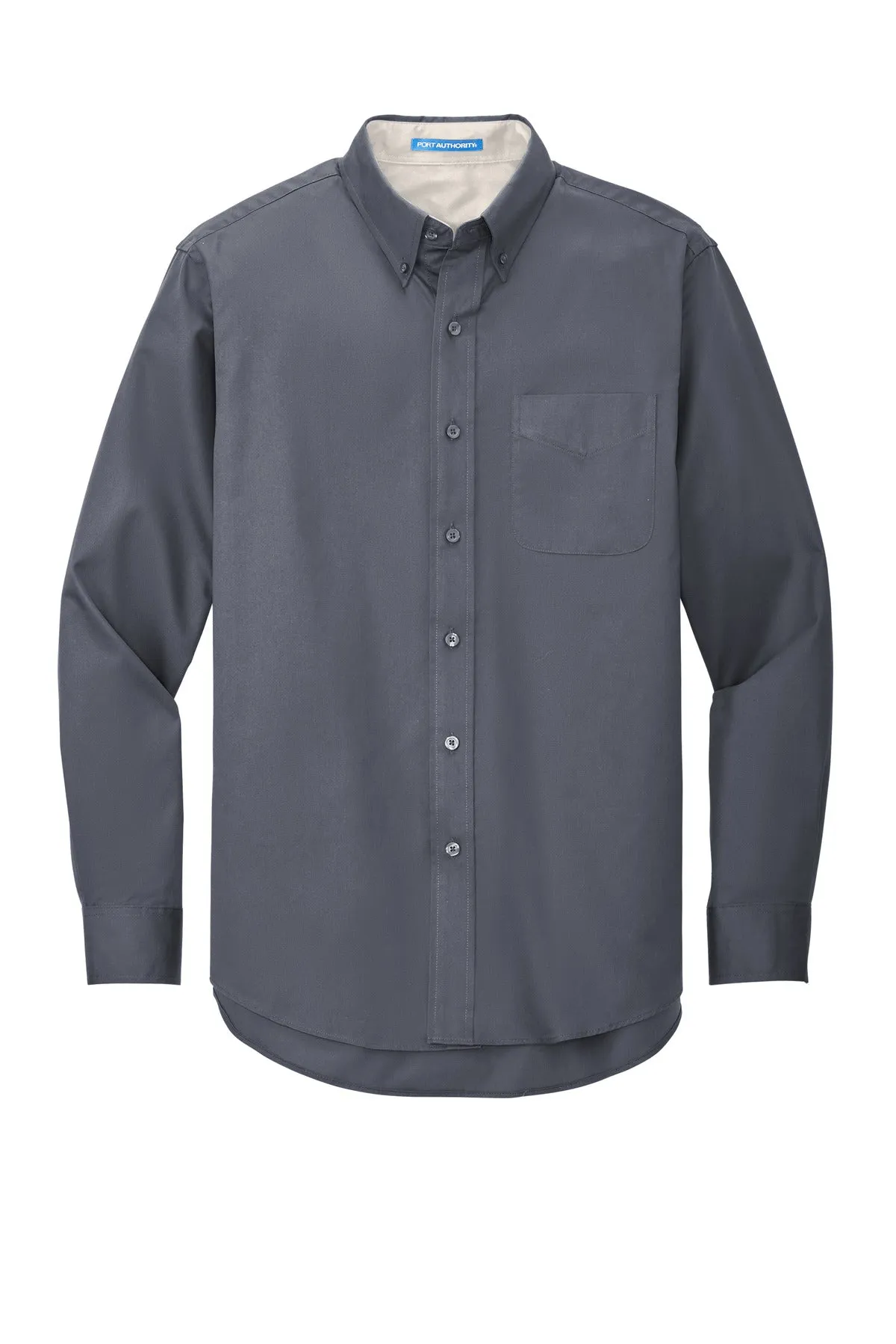 Port Authority Long Sleeve Easy Care Shirt S608 Steel Grey/ Light Stone