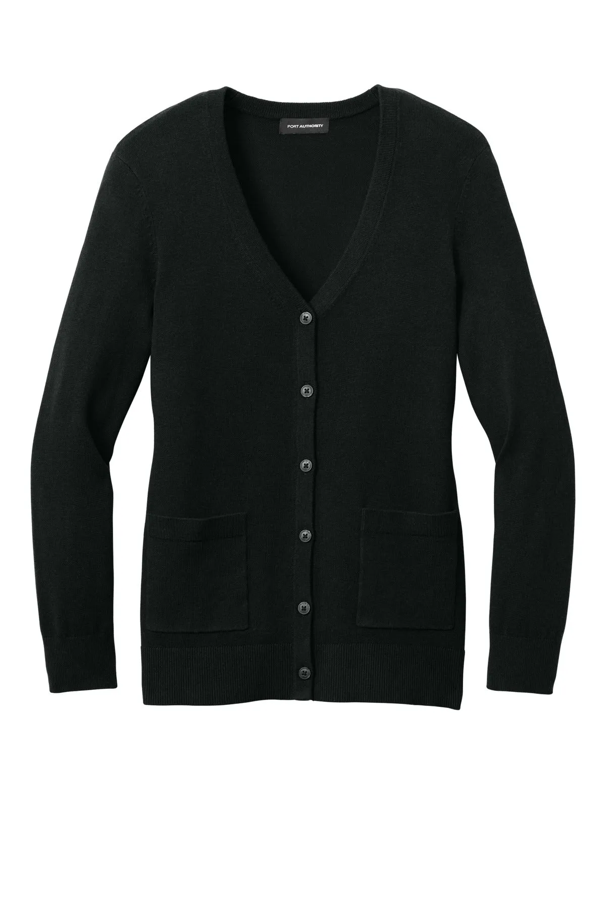 Port Authority Women's Easy Care Button-Up Cardigan Sweater LSW4150 Deep Black