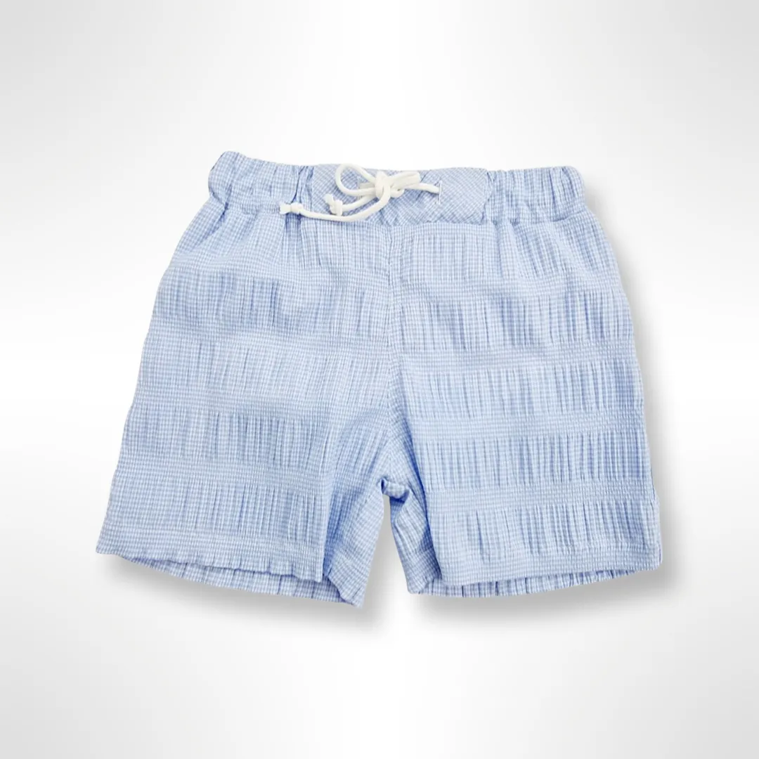 Portofino Collection - Blue and White Check Swim Shorts