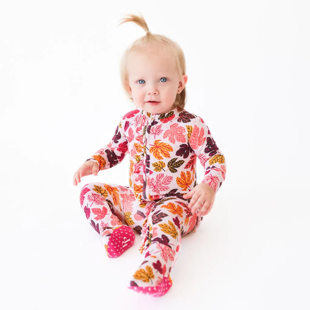 Posh Peanut Autumn Ruffled Zippered Footie