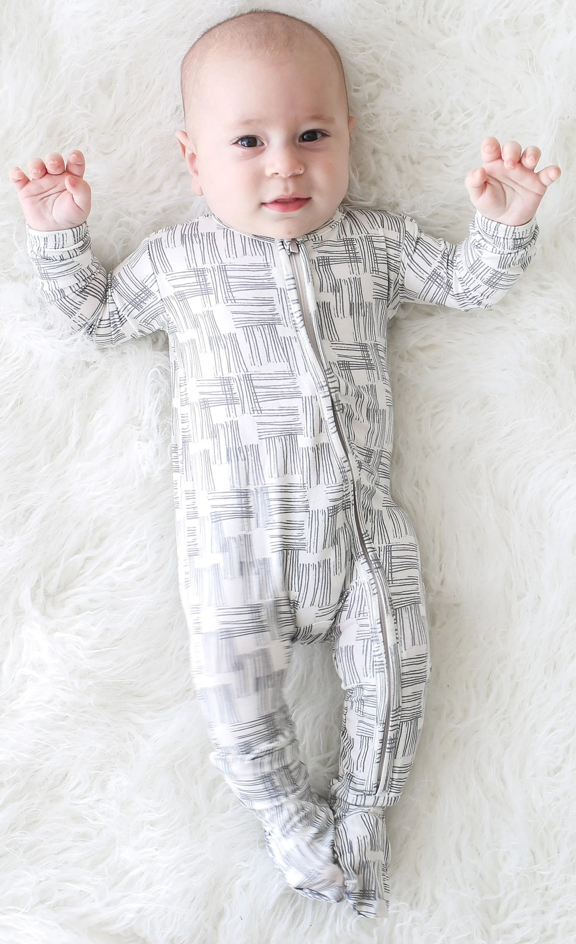Posh Peanut Rivers Gray Zippered Footie