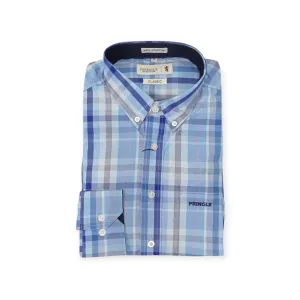 Pringle Men's Classic Long Sleeve Shirt Blue Check