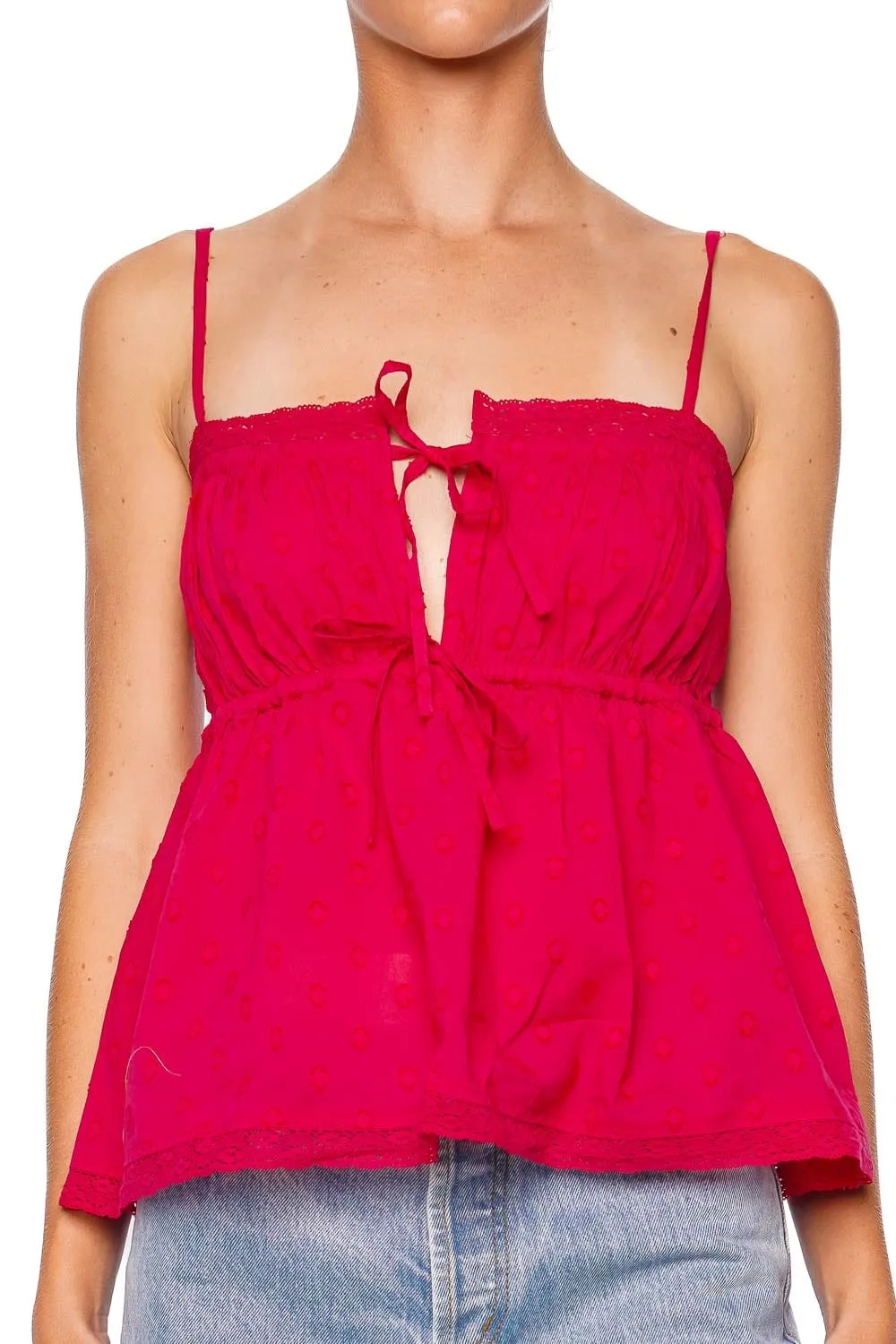 Quinn Cosmos Dotted Lace Trim Top