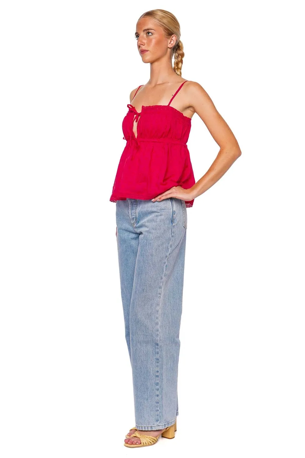 Quinn Cosmos Dotted Lace Trim Top
