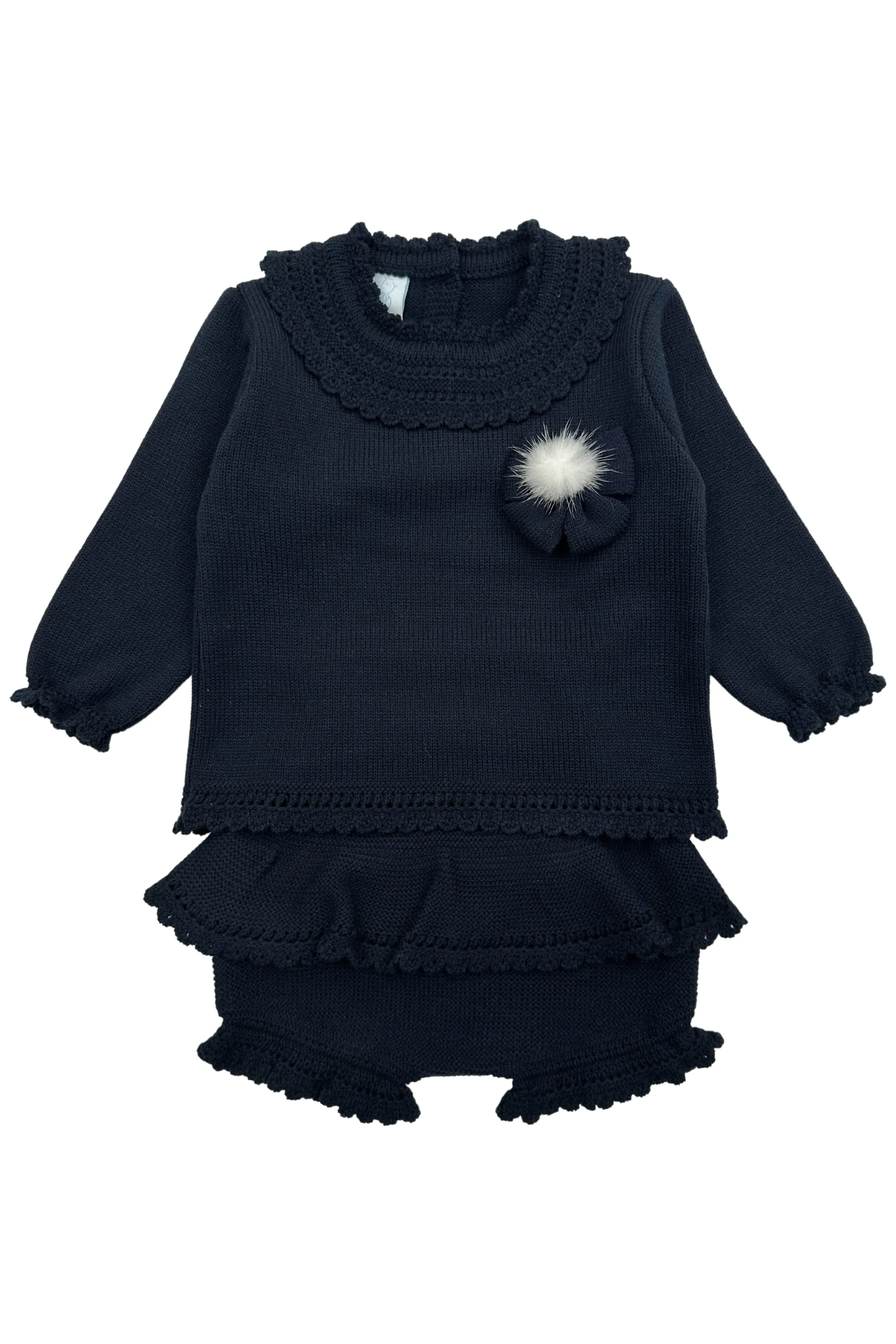 "Aida" Navy Knit Top & Shorts