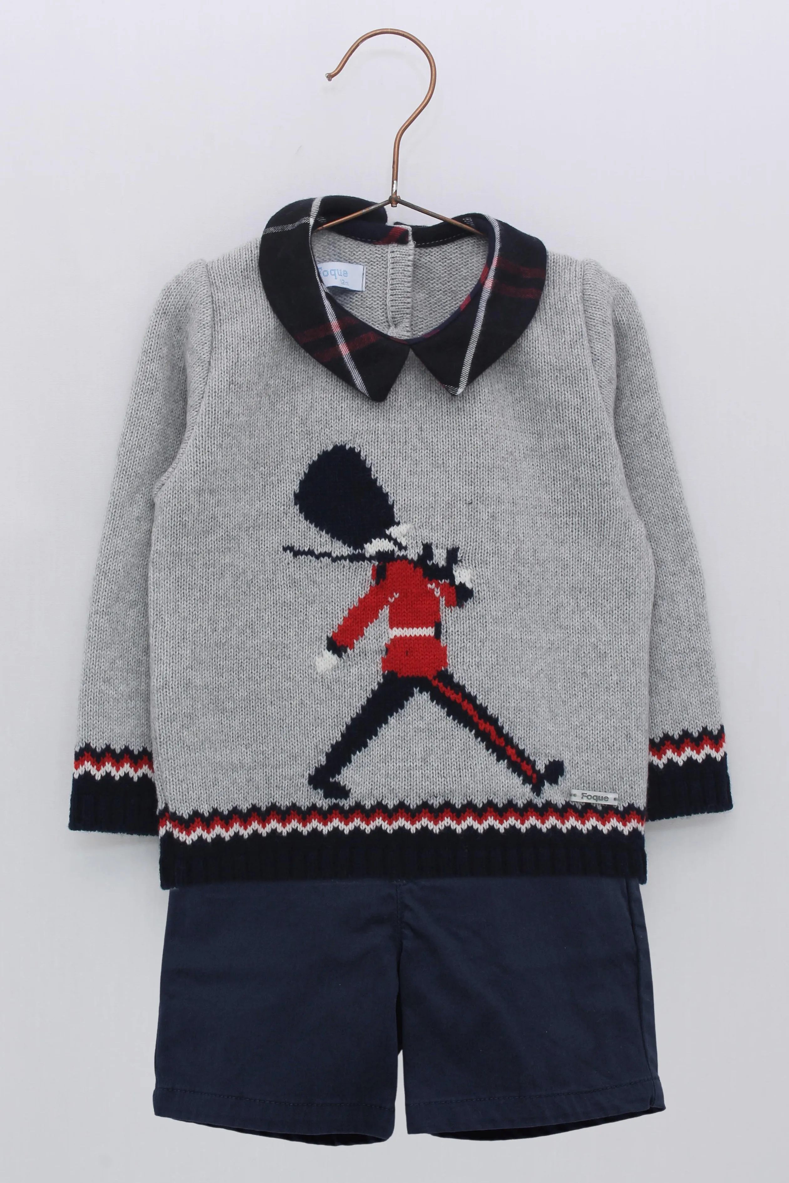 "Charlie" Grey Knit Queen's Guard Top & Shorts