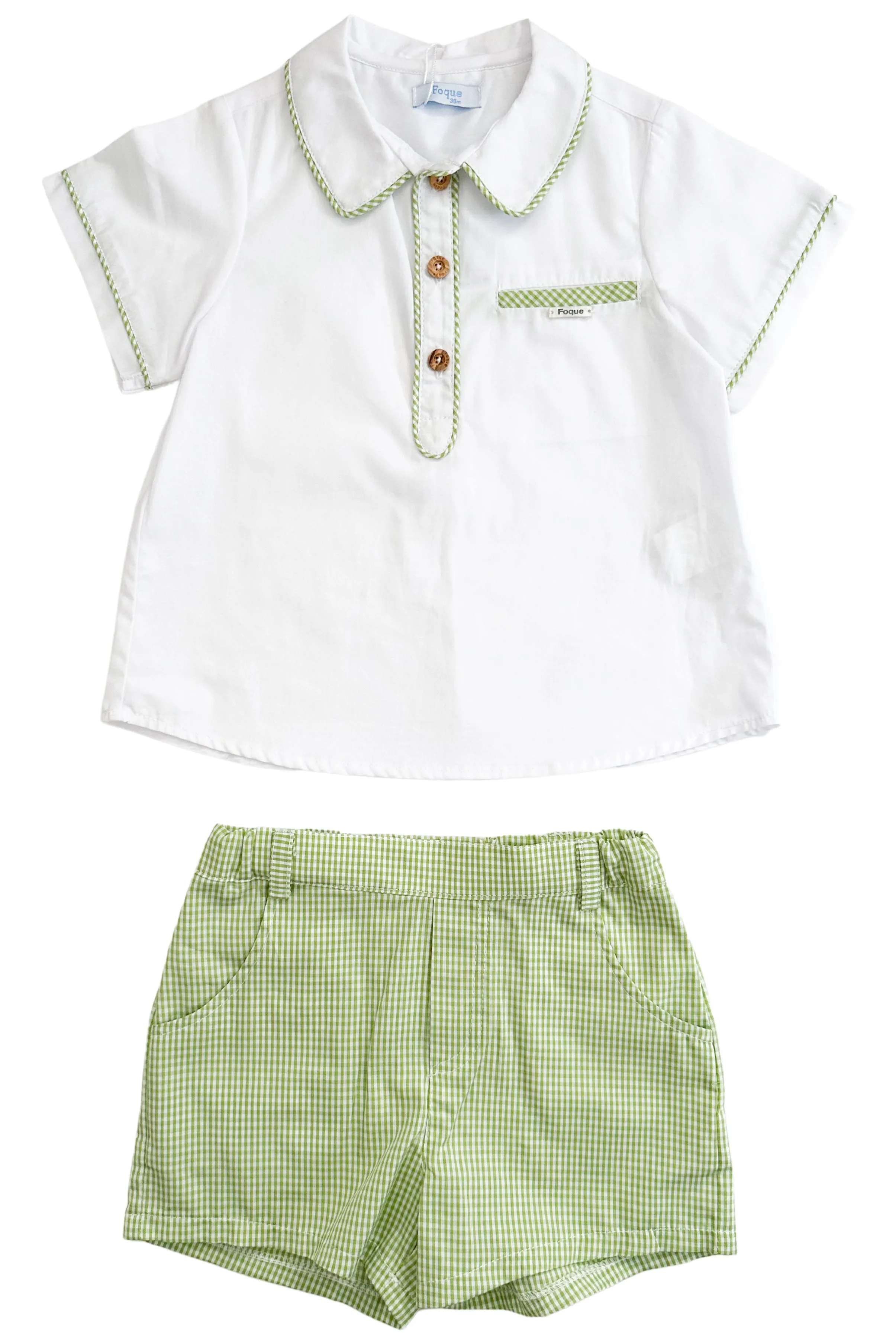 "Luca" Shirt & Green Gingham Shorts