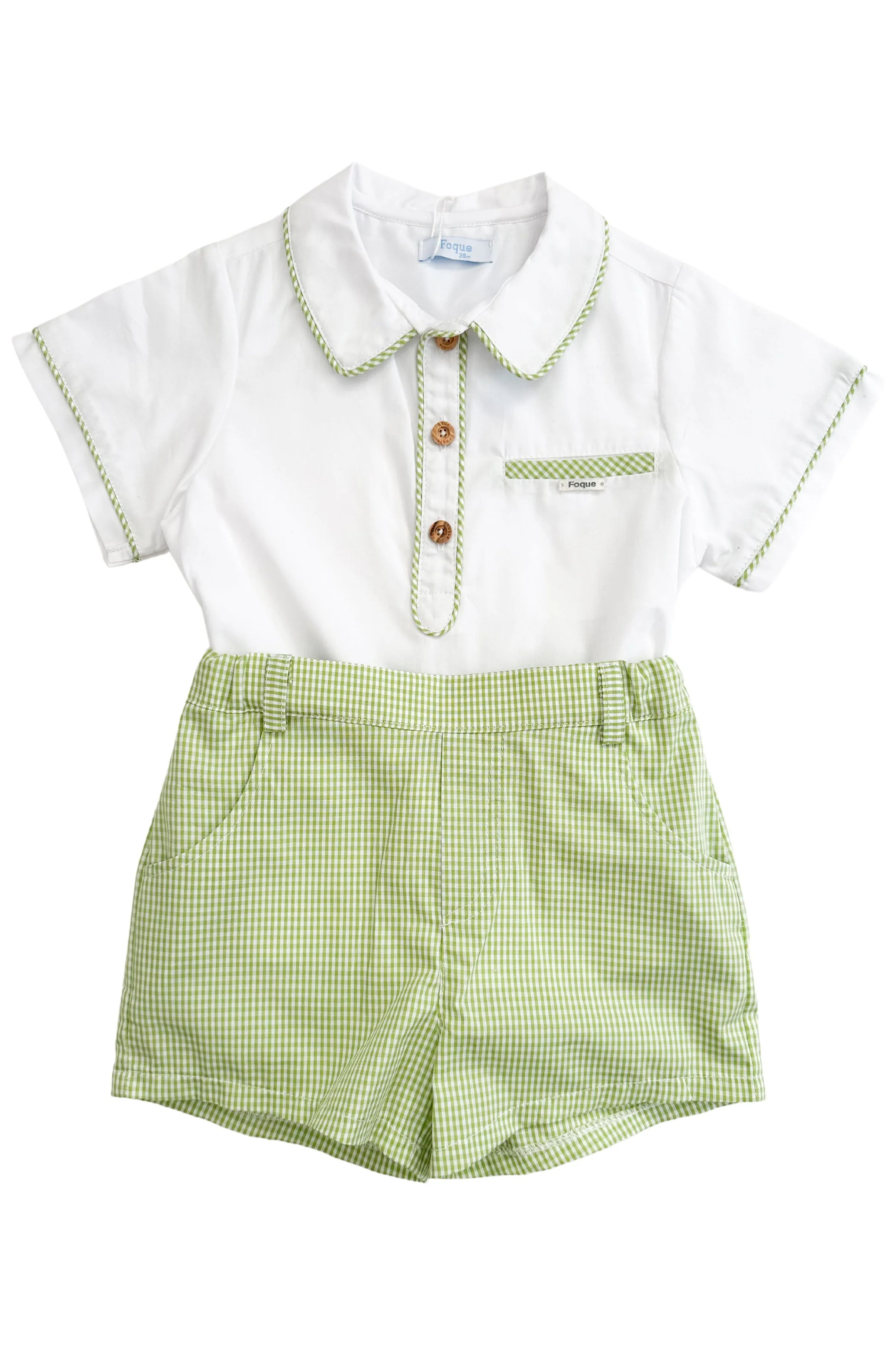 "Luca" Shirt & Green Gingham Shorts
