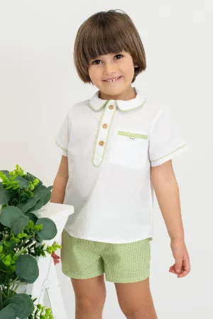 "Luca" Shirt & Green Gingham Shorts