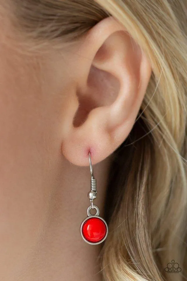 "Tide Drifter" Silver Metal & Red Stone Multi Layered Necklace Set