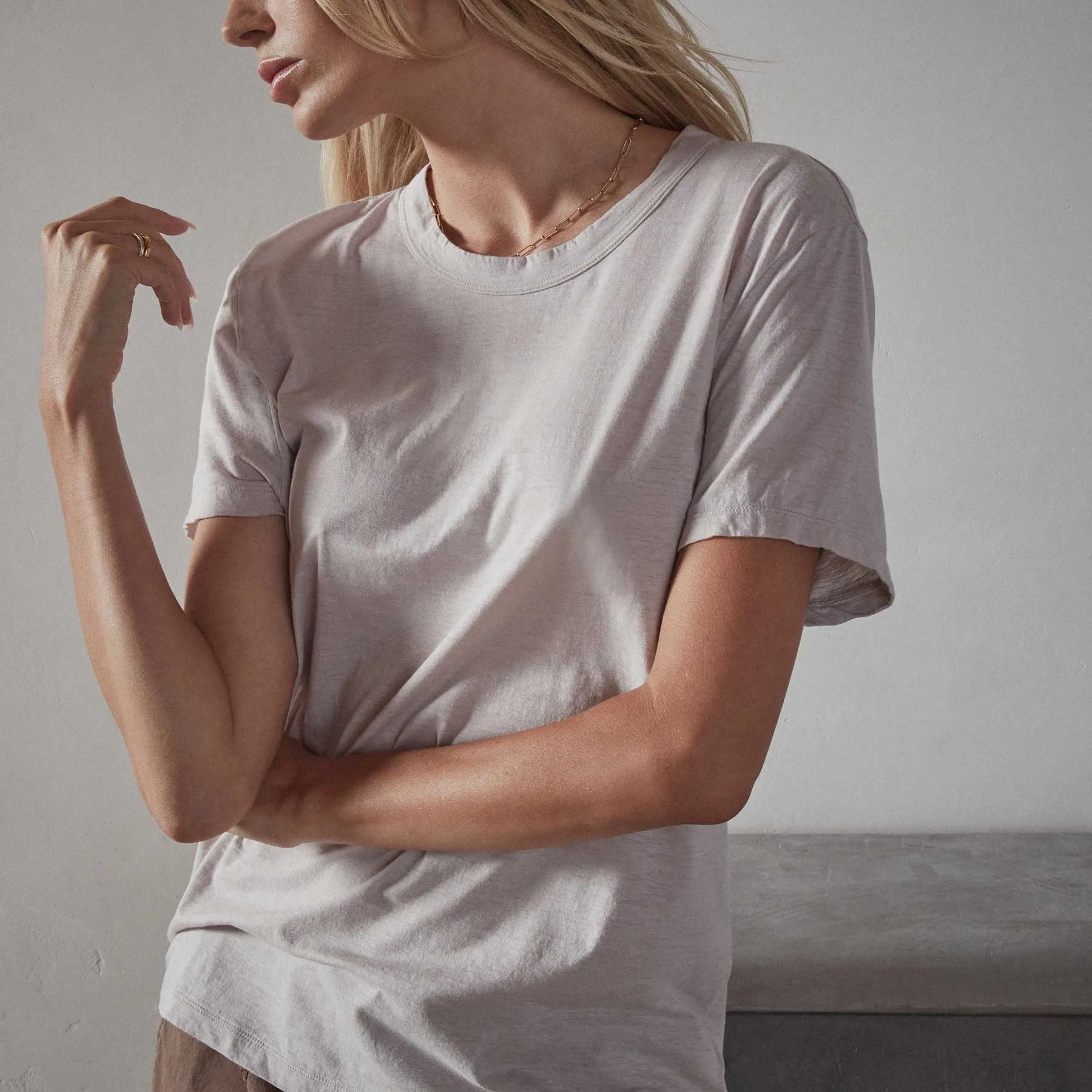 Recycled Lotus Jersey Knit Tee - Calamine