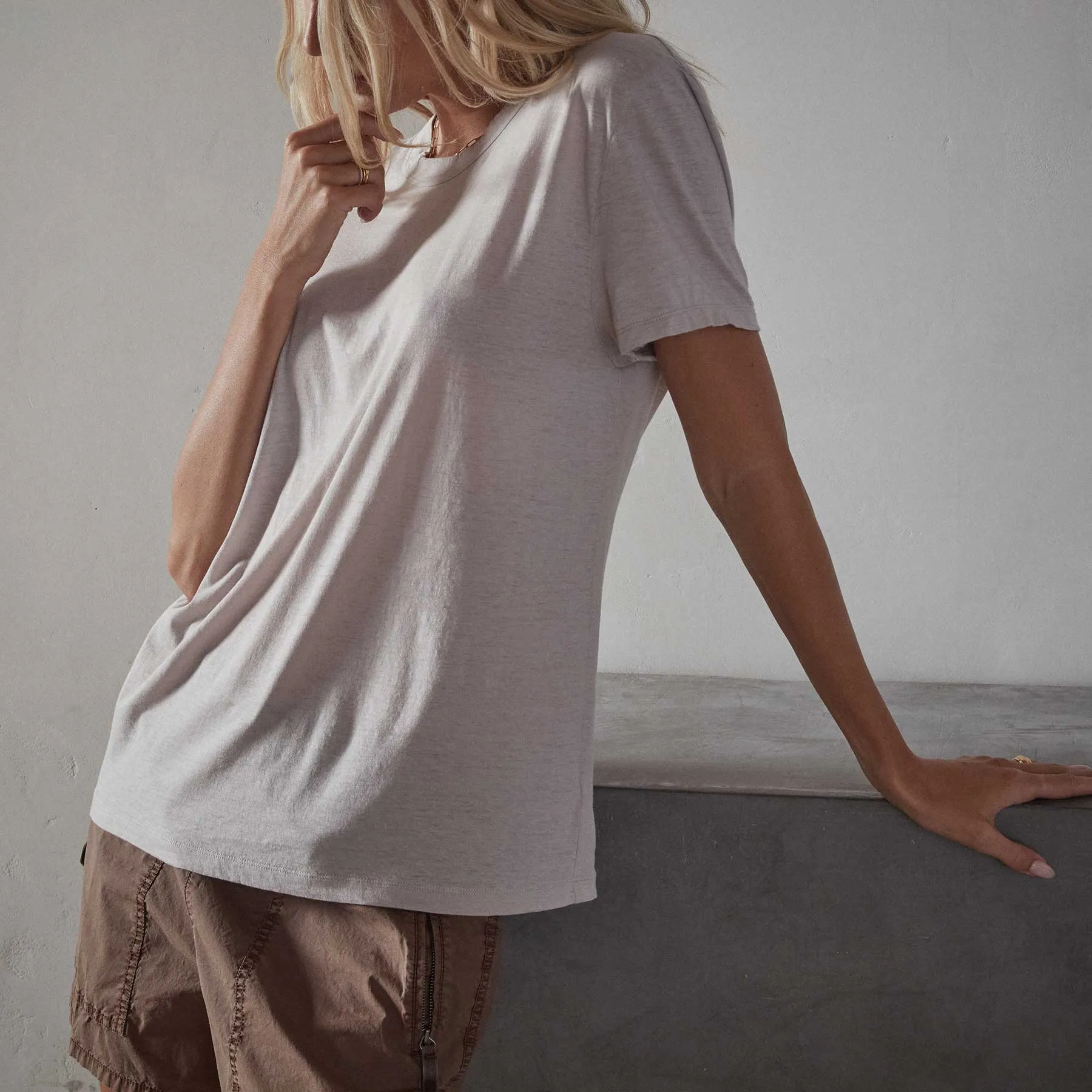 Recycled Lotus Jersey Knit Tee - Calamine