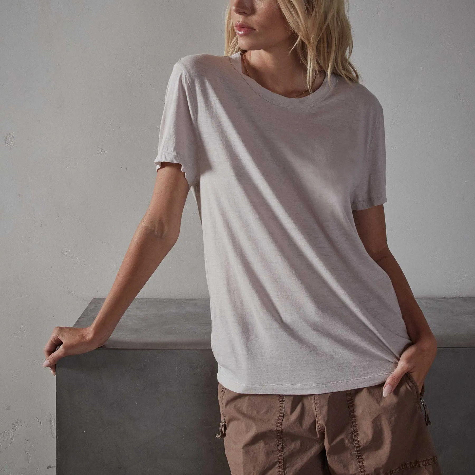 Recycled Lotus Jersey Knit Tee - Calamine