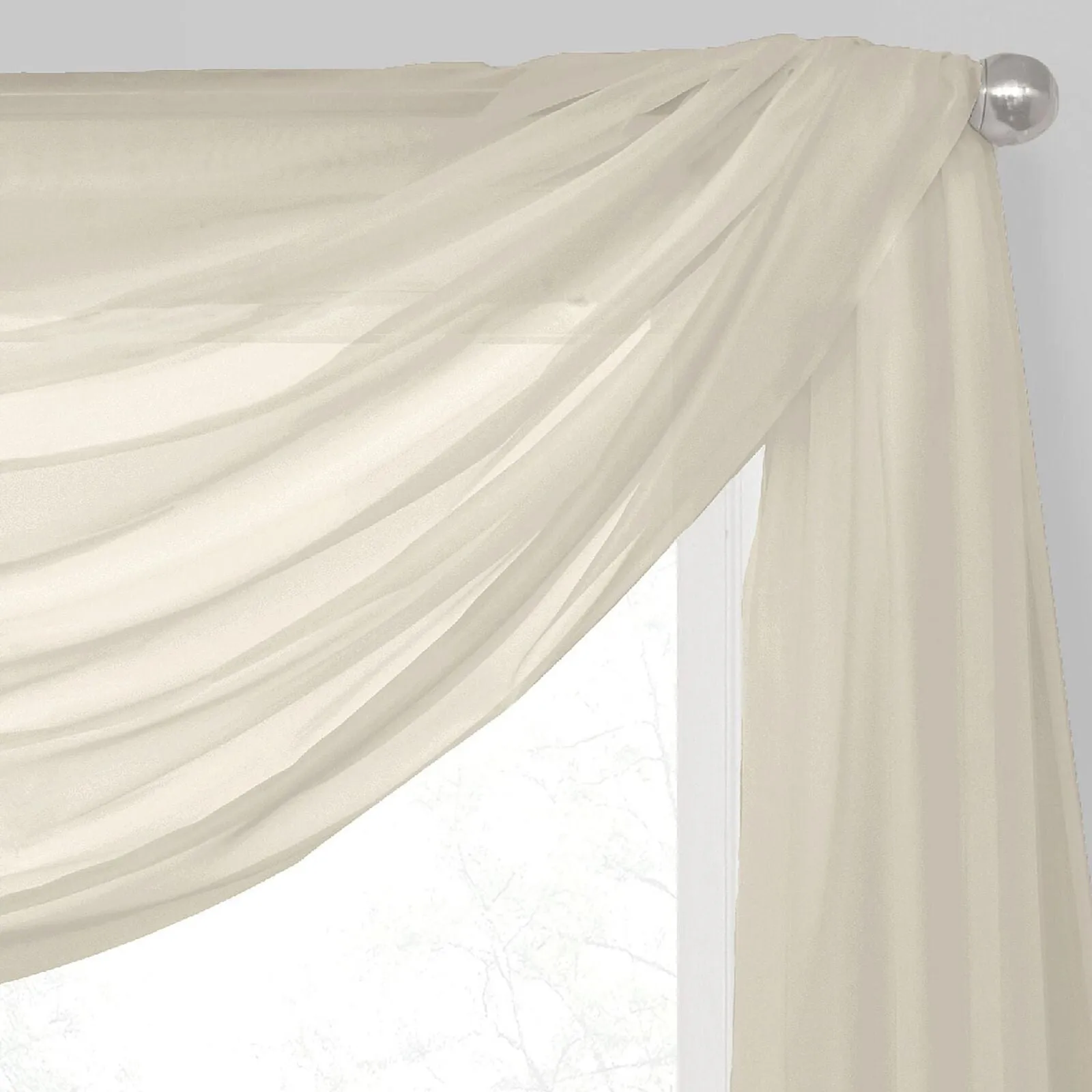 Regal Home Voile Solid Scarf Valance 1671b147d710e2 Linen Brown 54" x 216"
