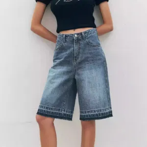 Retro Loose High Waist Casual Denim Shorts