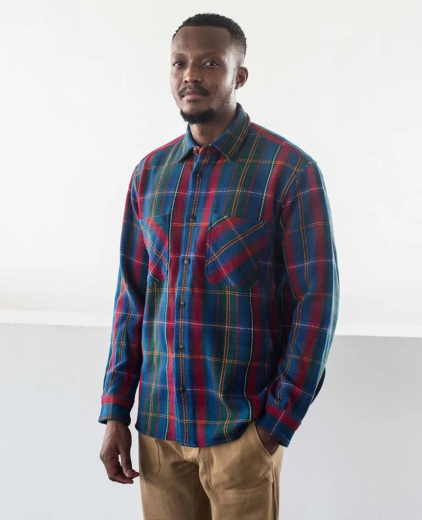 Round Tail Over Buttondown Collar LS Blue