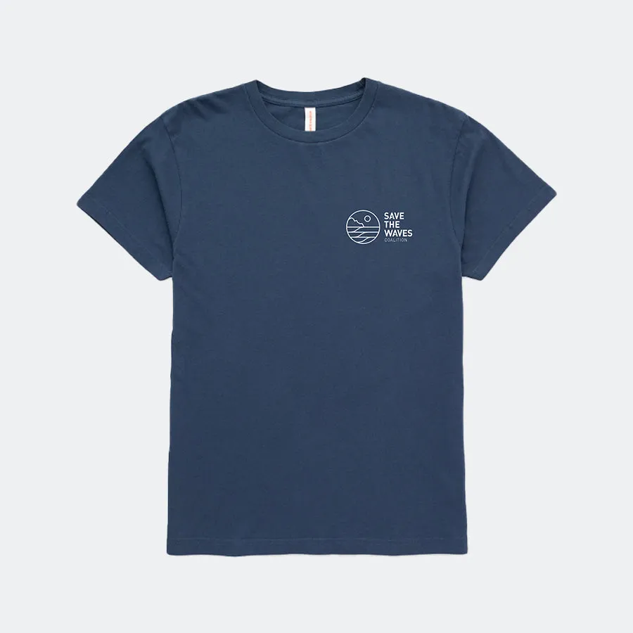 Save The Waves Unisex Classic Logo Navy Tee