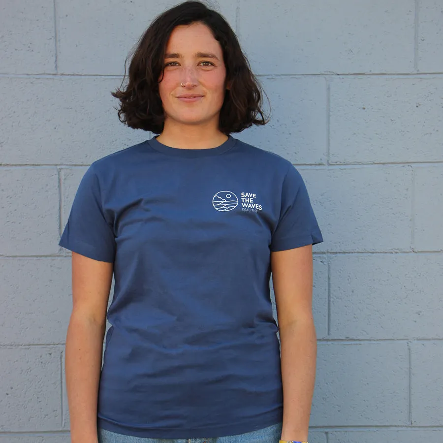 Save The Waves Unisex Classic Logo Navy Tee