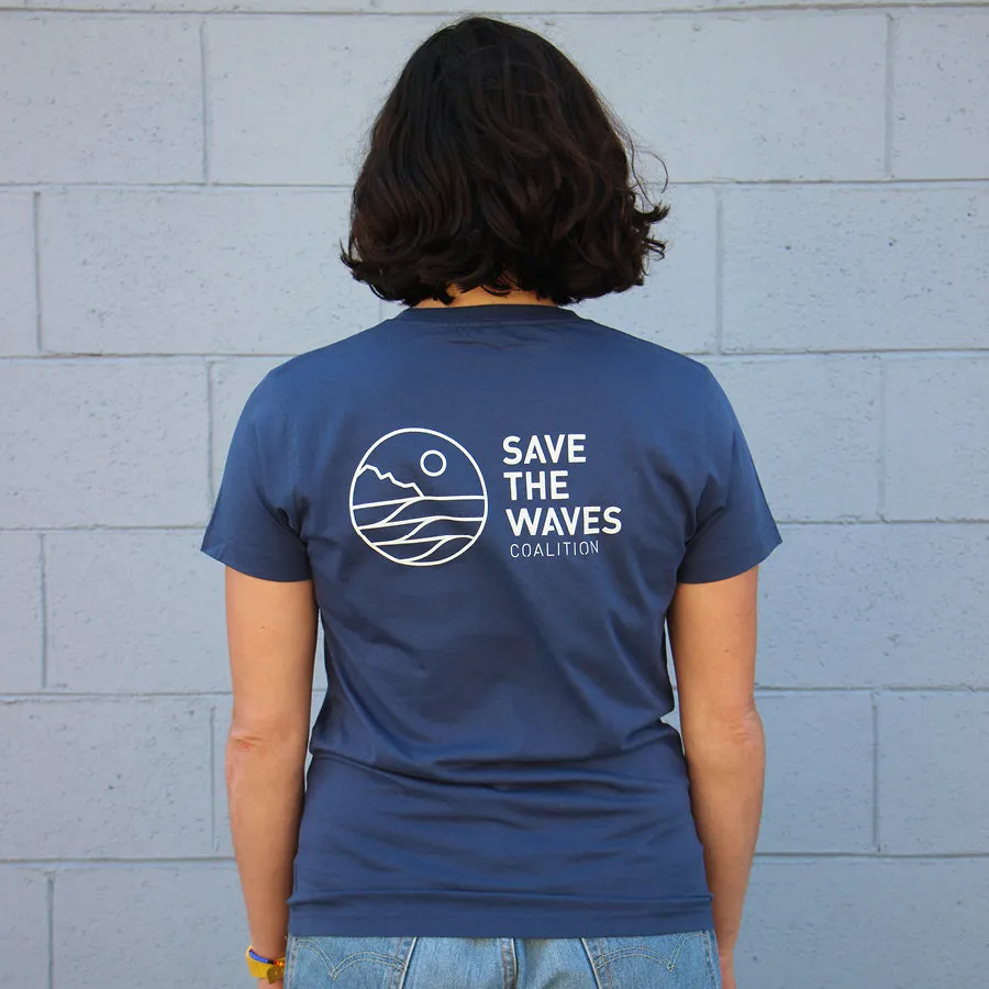 Save The Waves Unisex Classic Logo Navy Tee