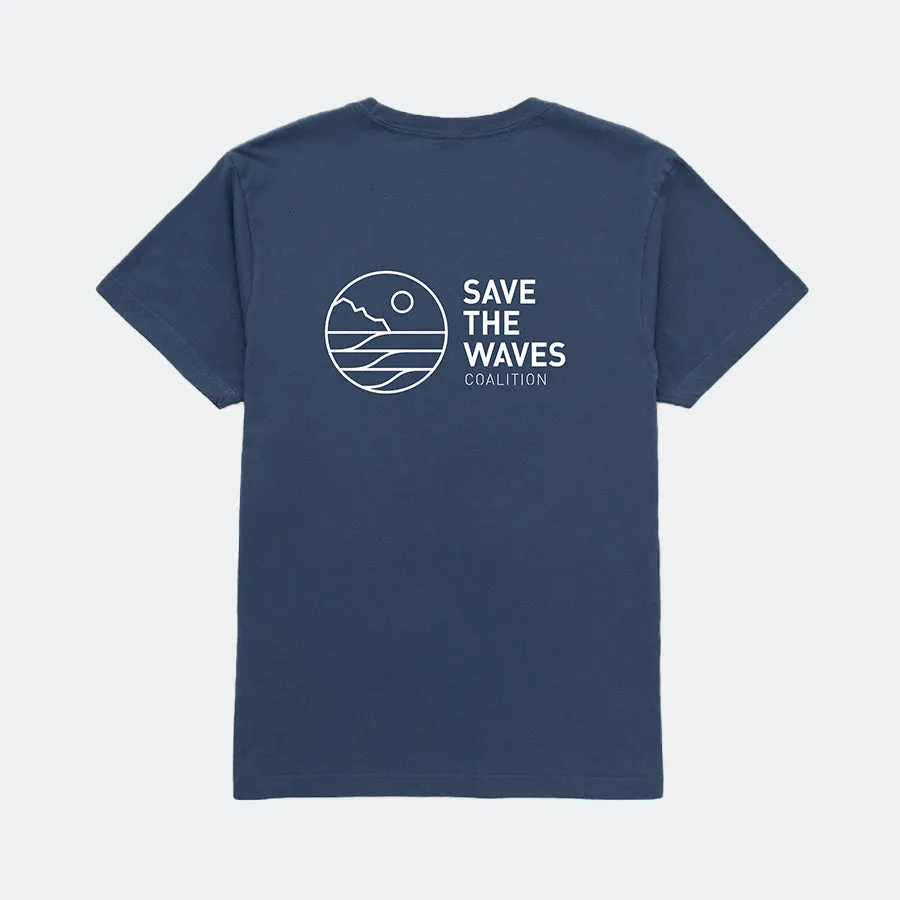 Save The Waves Unisex Classic Logo Navy Tee