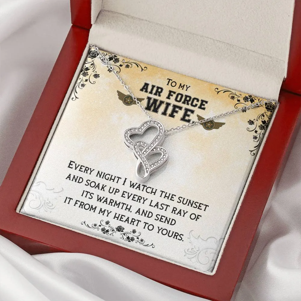 Sending you my heart-Double Hearts Necklace for Air Force Wife