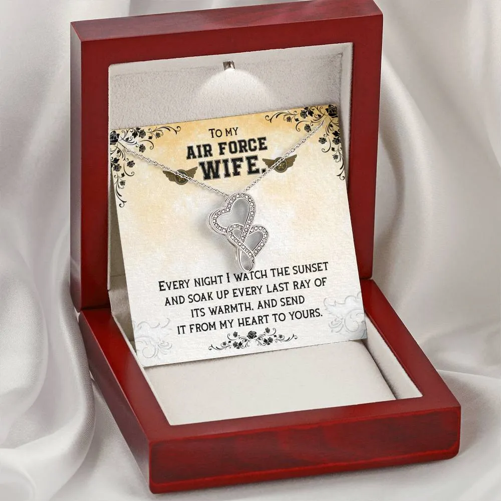 Sending you my heart-Double Hearts Necklace for Air Force Wife