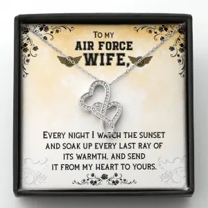 Sending you my heart-Double Hearts Necklace for Air Force Wife