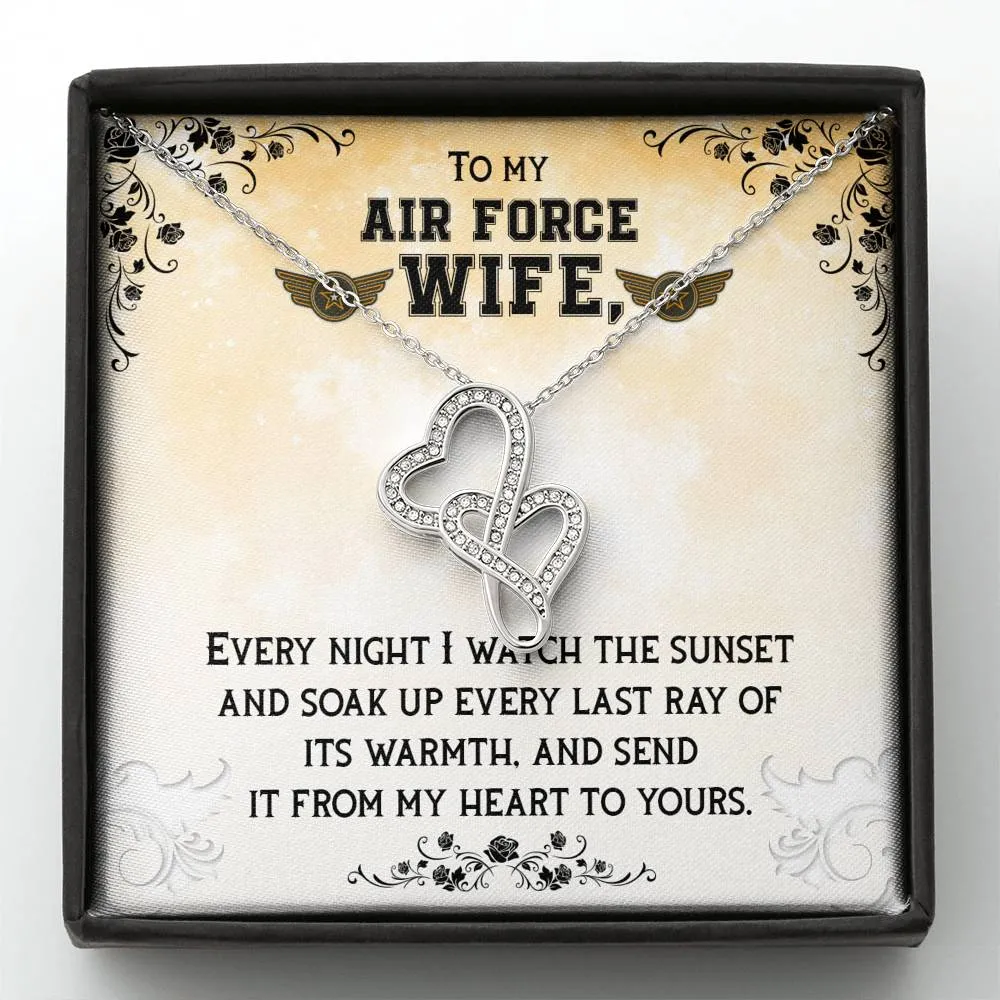 Sending you my heart-Double Hearts Necklace for Air Force Wife