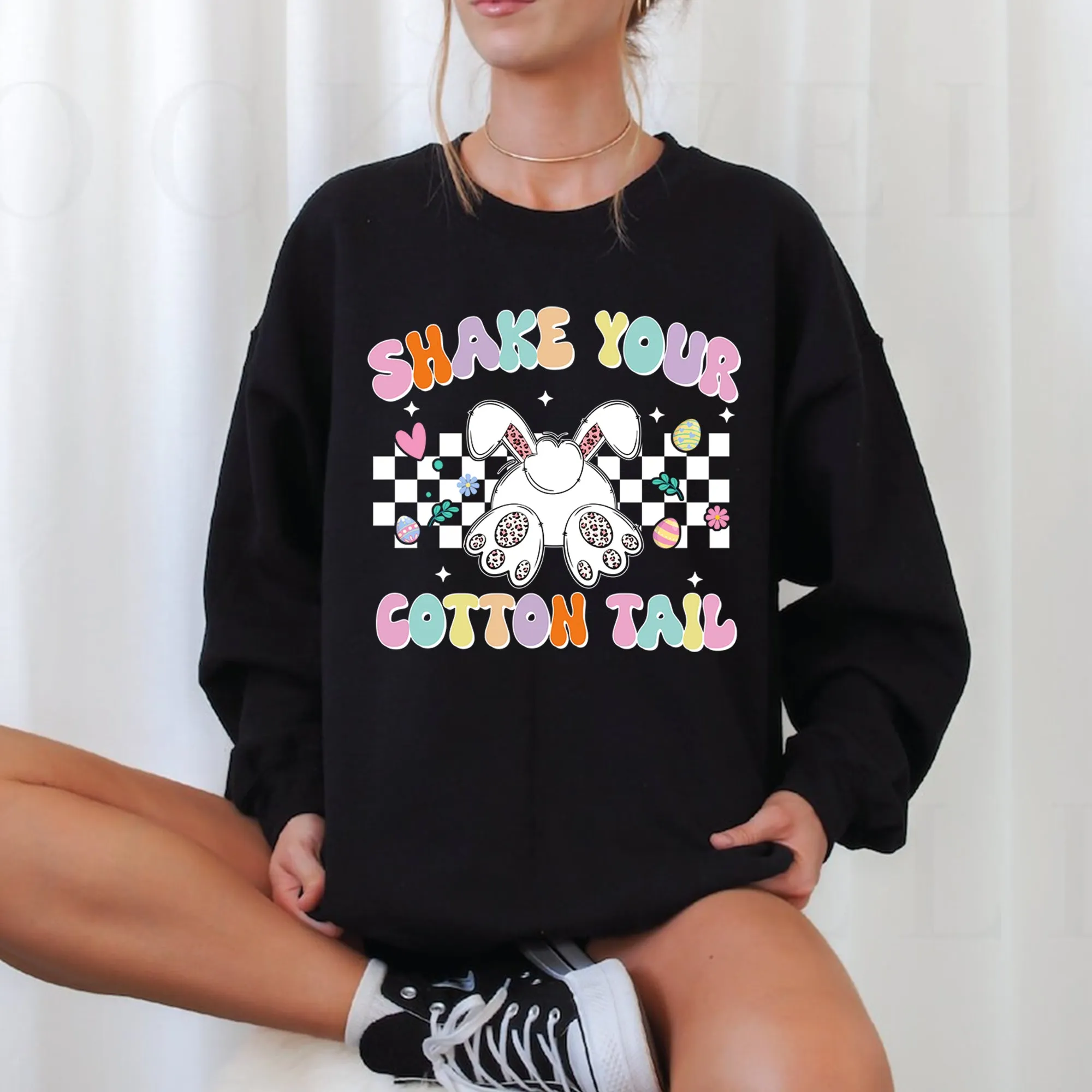 Shake Your Cotton Tail Sweatshirt, Funny Easter Crewneck, Easter bunny Tee, Retro Easter Shirt, Easter Shirt
