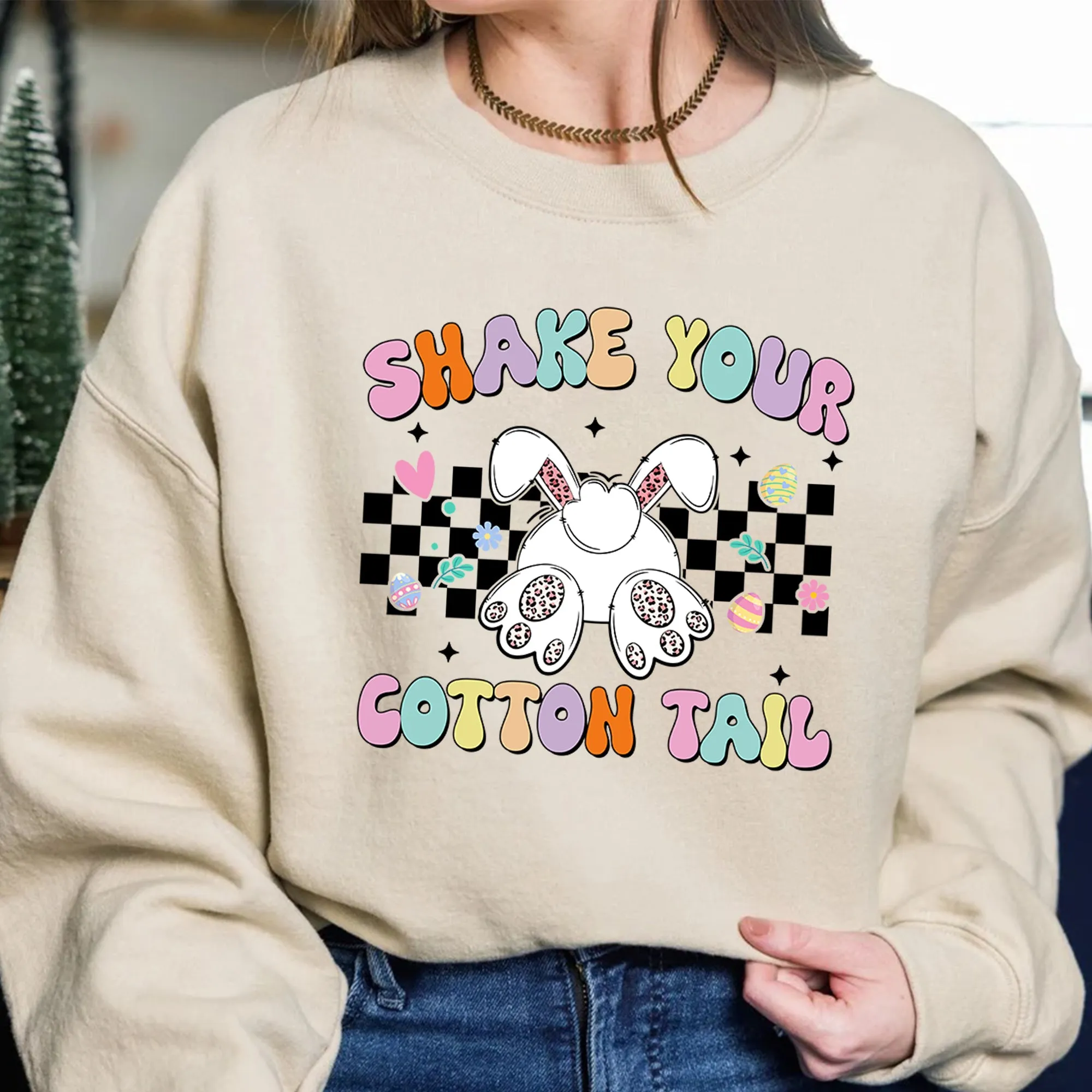 Shake Your Cotton Tail Sweatshirt, Funny Easter Crewneck, Easter bunny Tee, Retro Easter Shirt, Easter Shirt