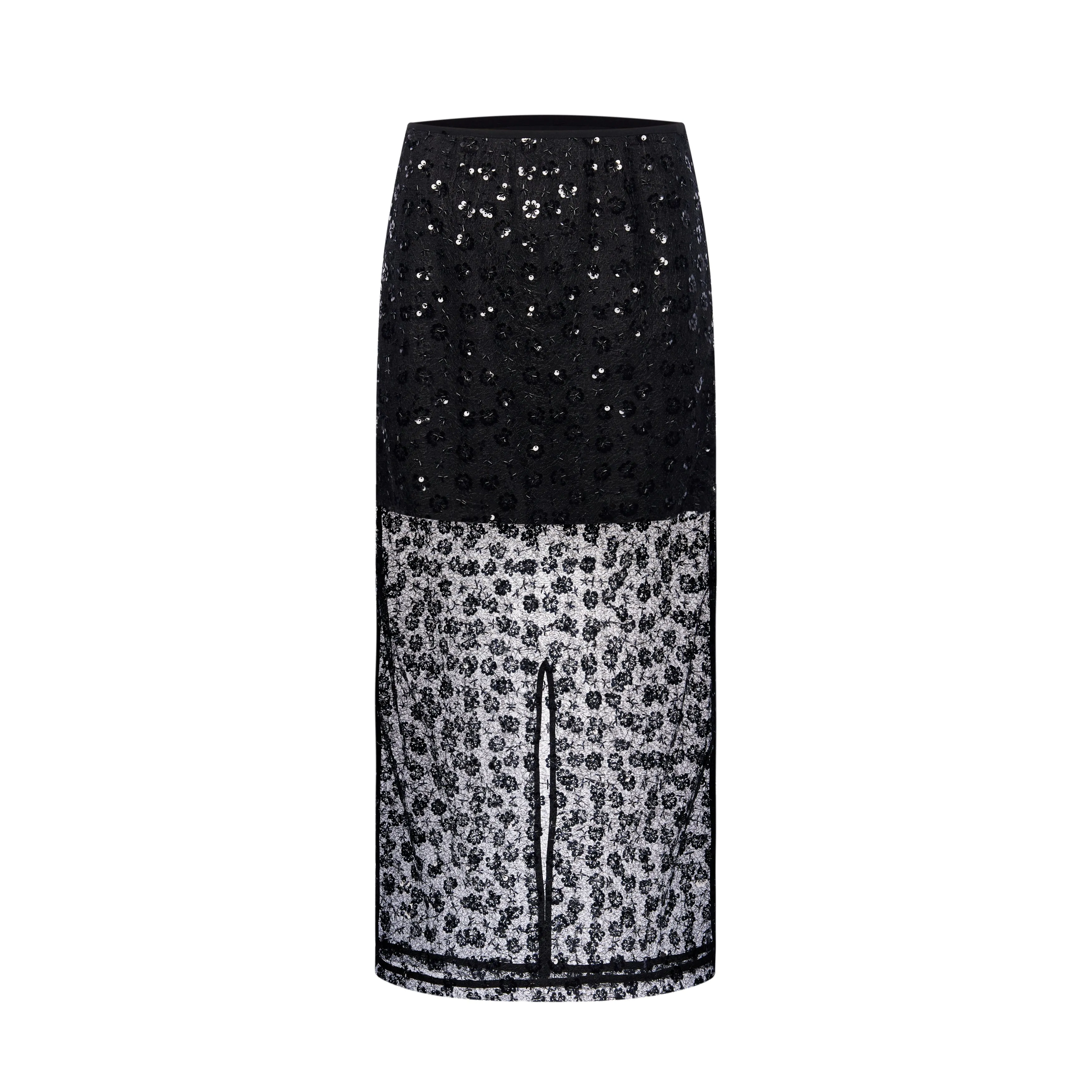 Sheer Sequin Lace Skirt