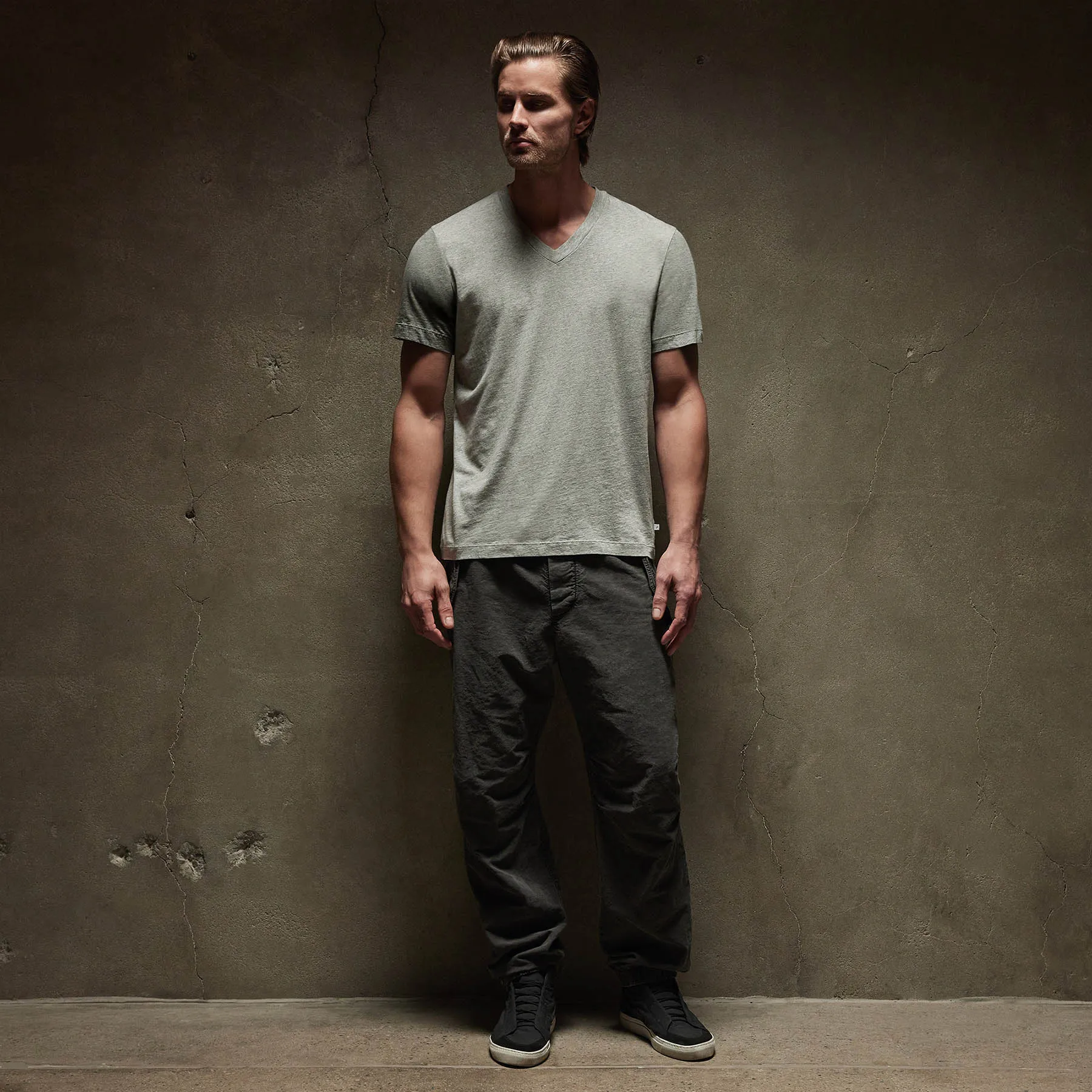 Short Sleeve V Neck - Heather Grey