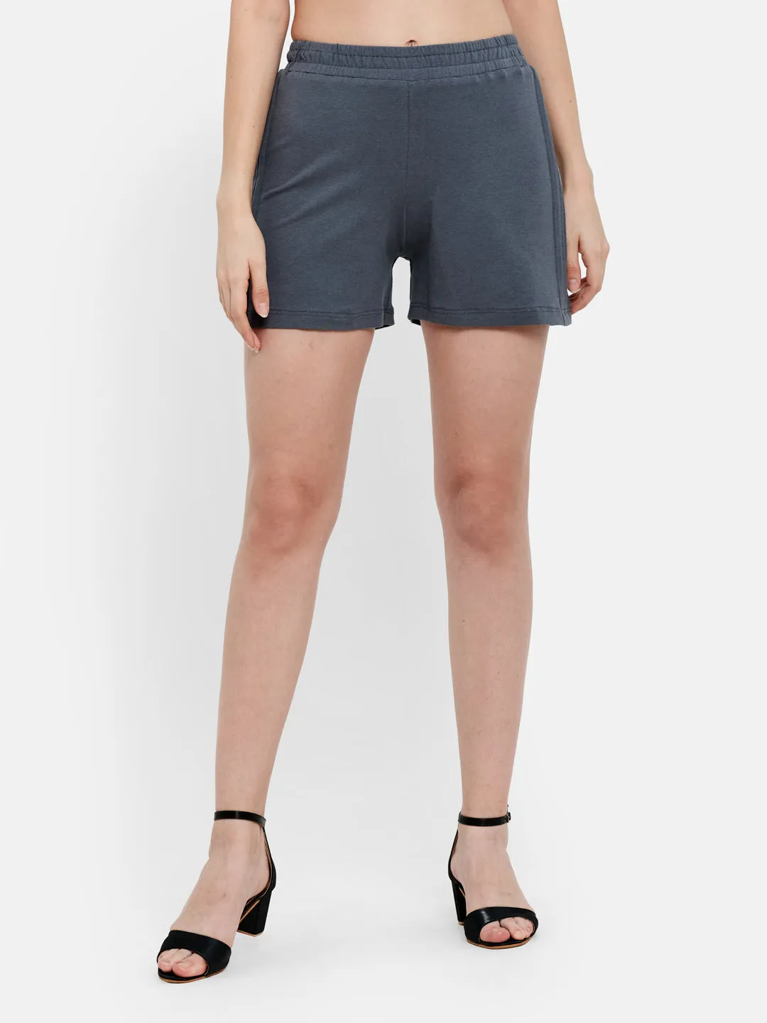 SIDE PLEATED COTTON MODAL SPANDEX SHORTS