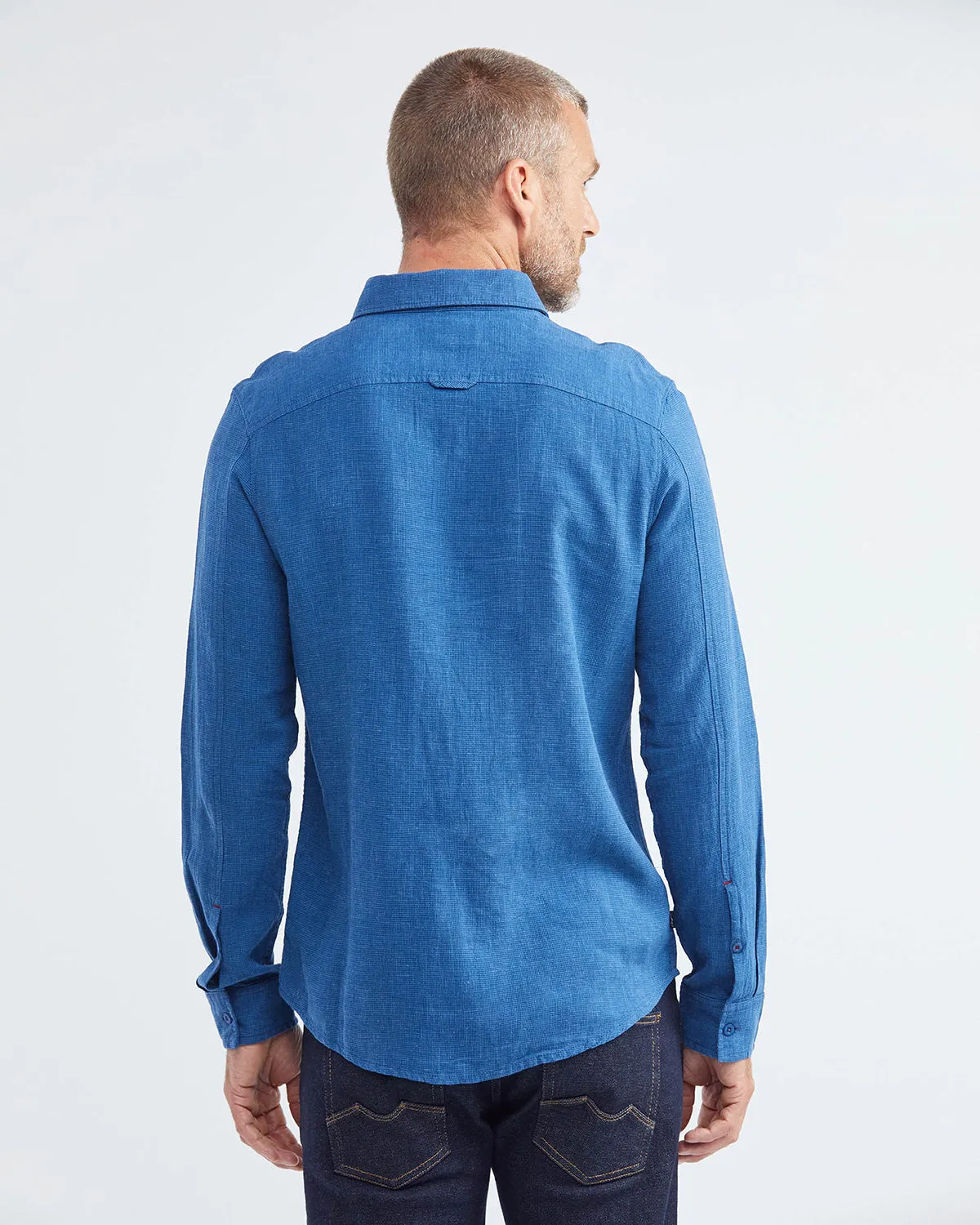 SLIM FIT LINEN SHIRT IN BLUE