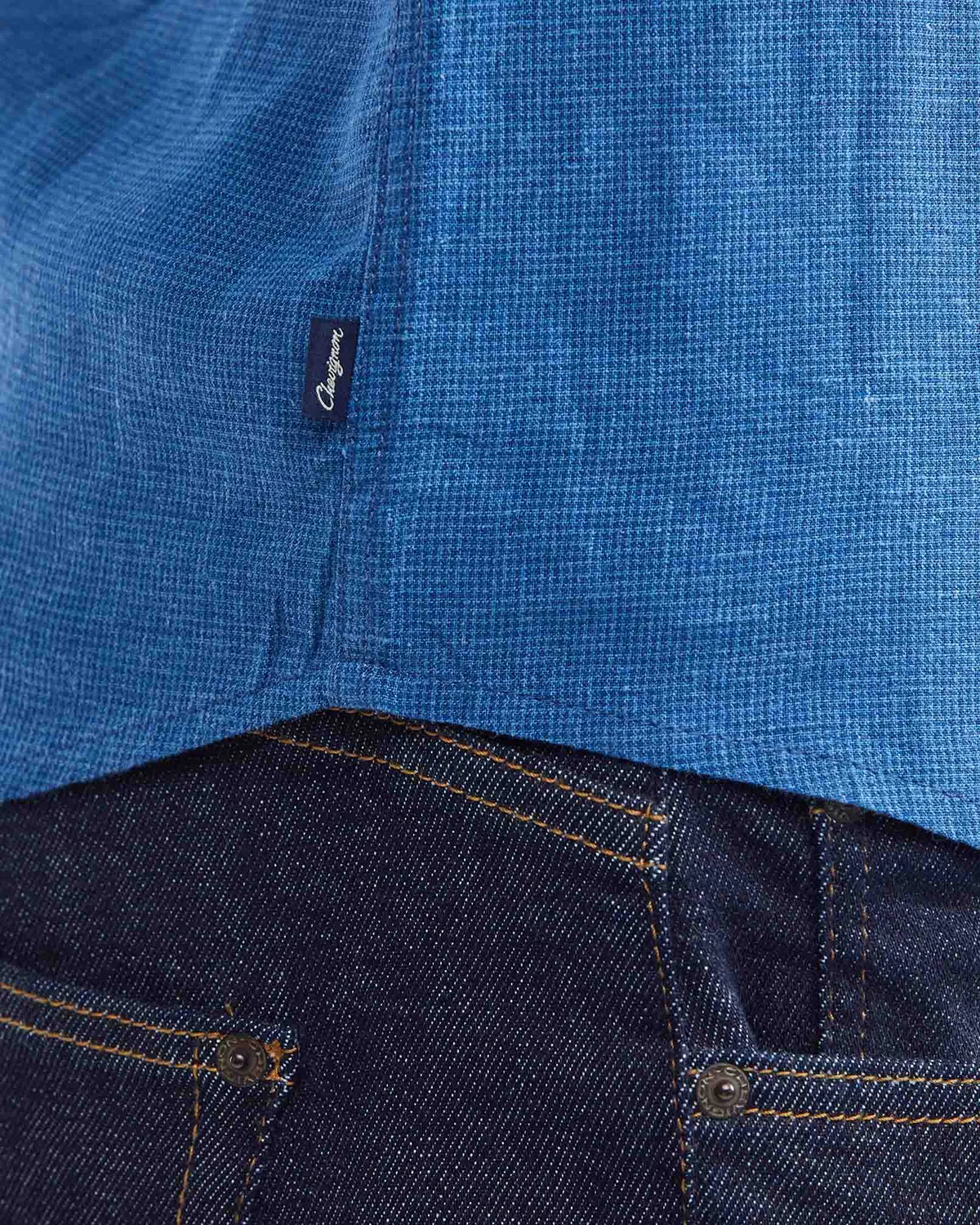 SLIM FIT LINEN SHIRT IN BLUE