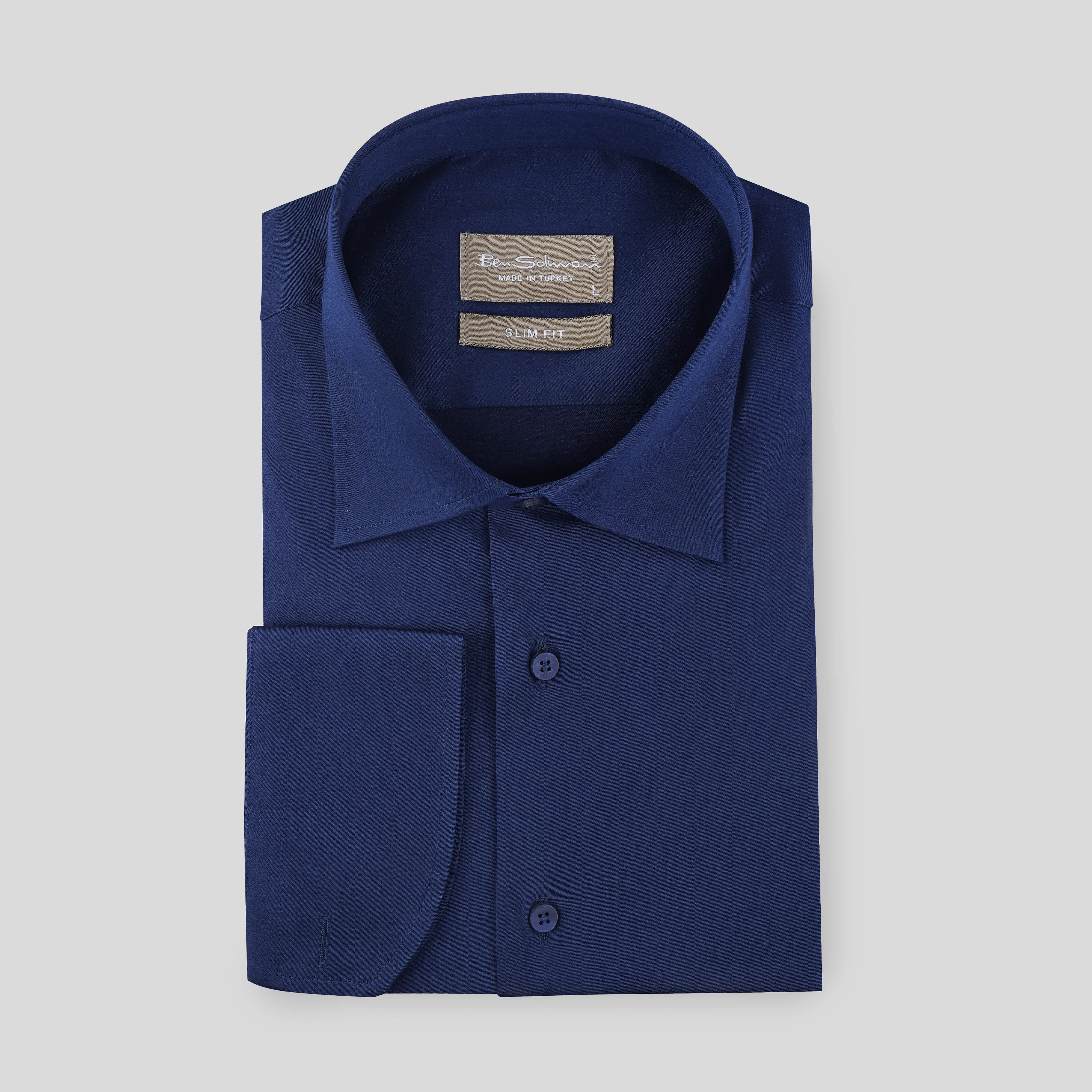 Slim Fit Navy Cotton Formal Shirt-Turkish Made