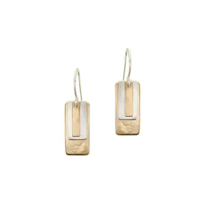 Small Layered Rectangles Wire Earrings