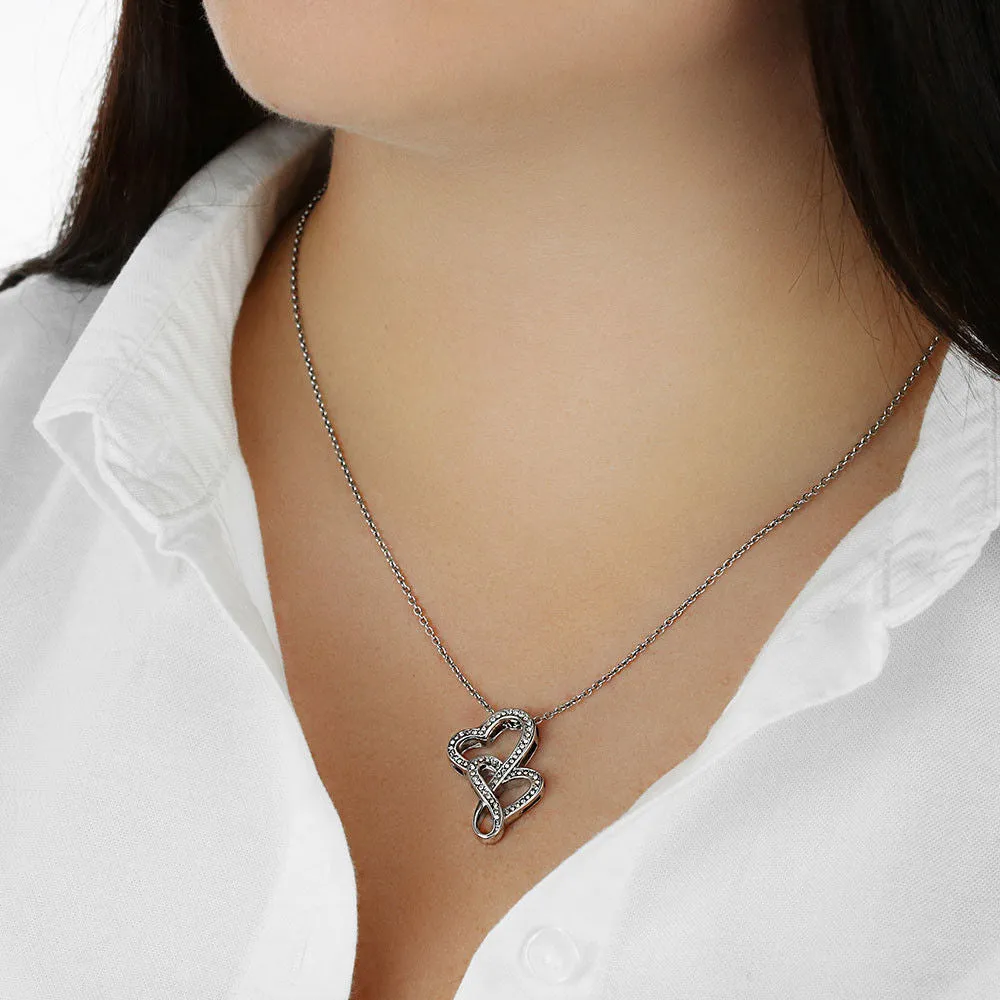 Smart, Beautiful and Strong-Double Hearts Necklace for Mom, From Daughter