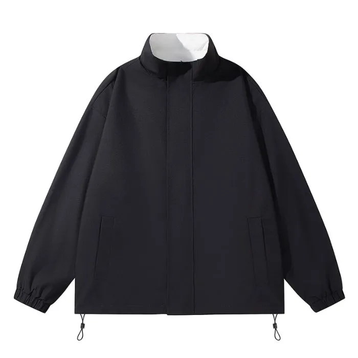 Solid Relaxed-Fit Raincoat with Elastic Band Cuffs for Easy Cleaning