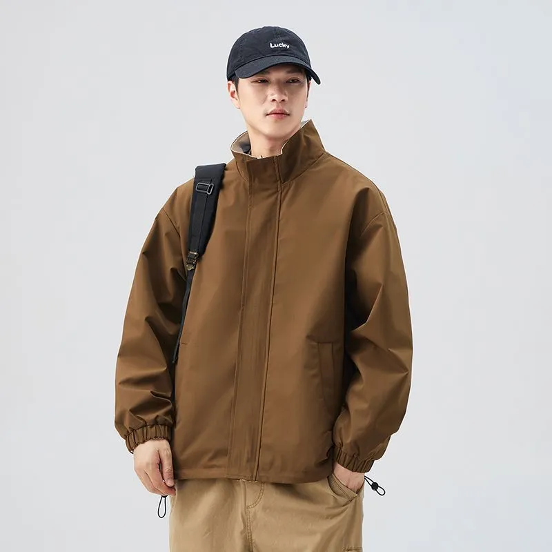Solid Relaxed-Fit Raincoat with Elastic Band Cuffs for Easy Cleaning