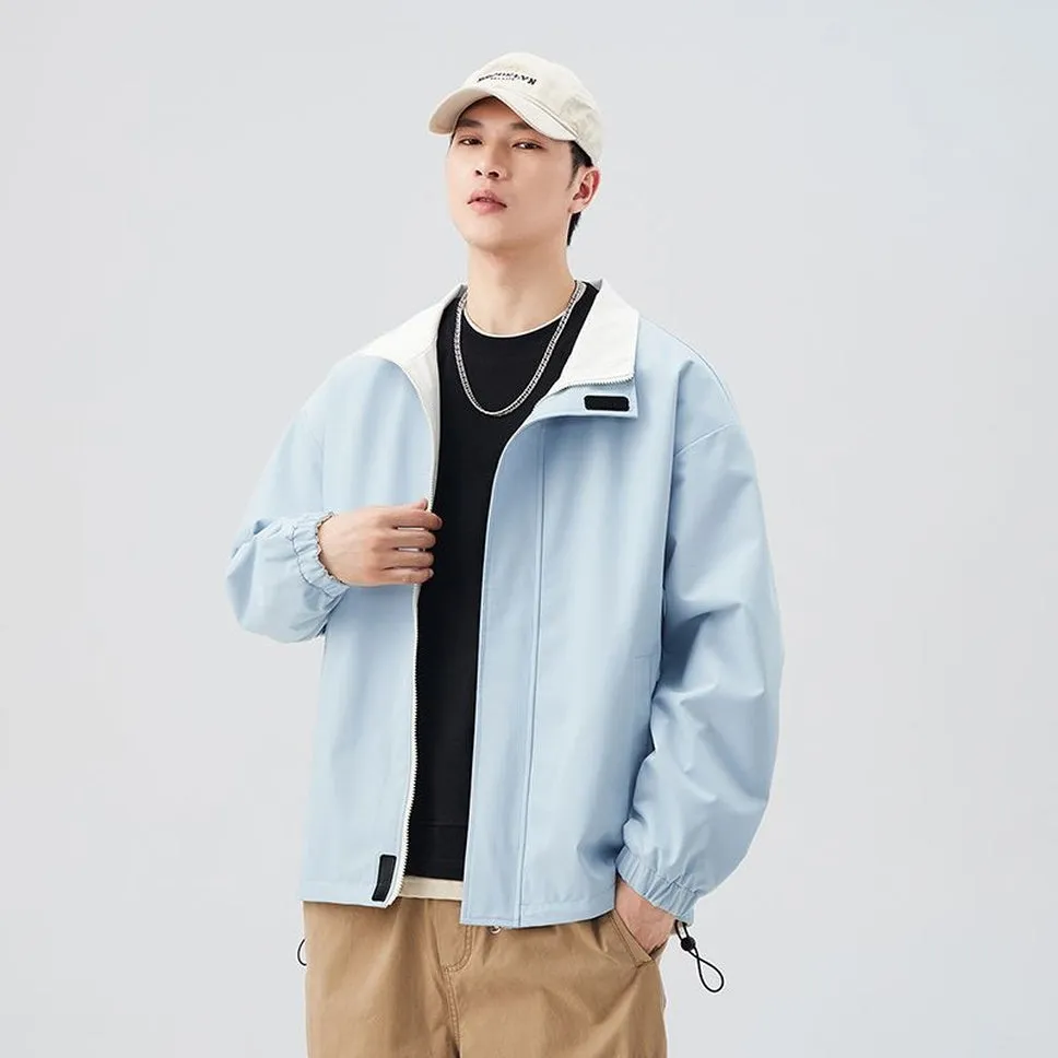 Solid Relaxed-Fit Raincoat with Elastic Band Cuffs for Easy Cleaning