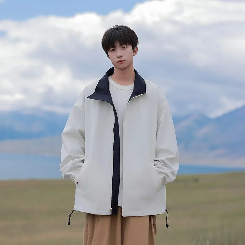 Solid Relaxed-Fit Raincoat with Elastic Band Cuffs for Easy Cleaning