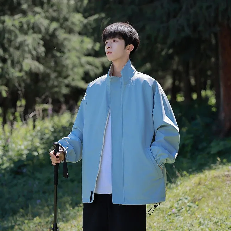 Solid Relaxed-Fit Raincoat with Elastic Band Cuffs for Easy Cleaning