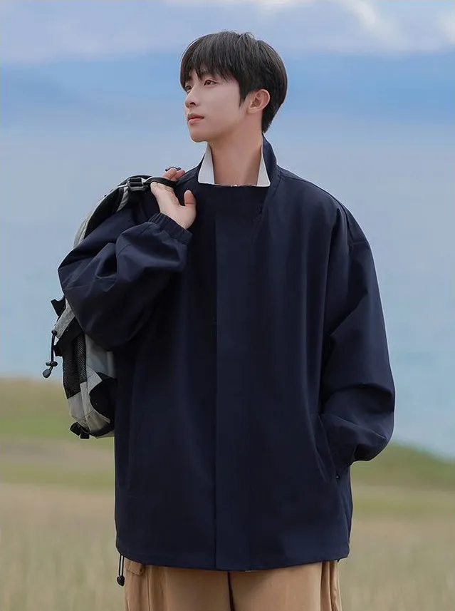 Solid Relaxed-Fit Raincoat with Elastic Band Cuffs for Easy Cleaning