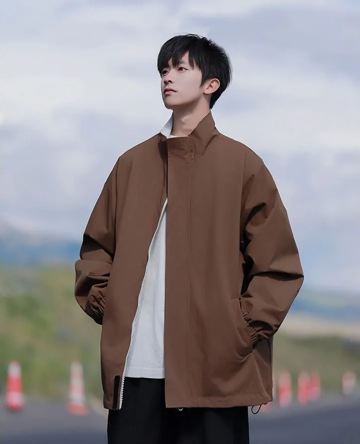 Solid Relaxed-Fit Raincoat with Elastic Band Cuffs for Easy Cleaning