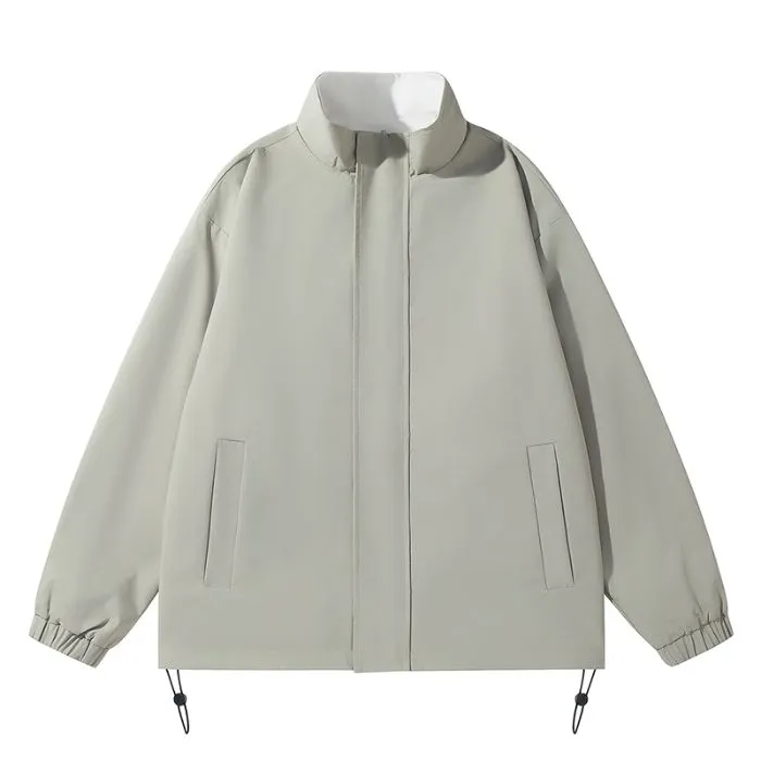 Solid Relaxed-Fit Raincoat with Elastic Band Cuffs for Easy Cleaning